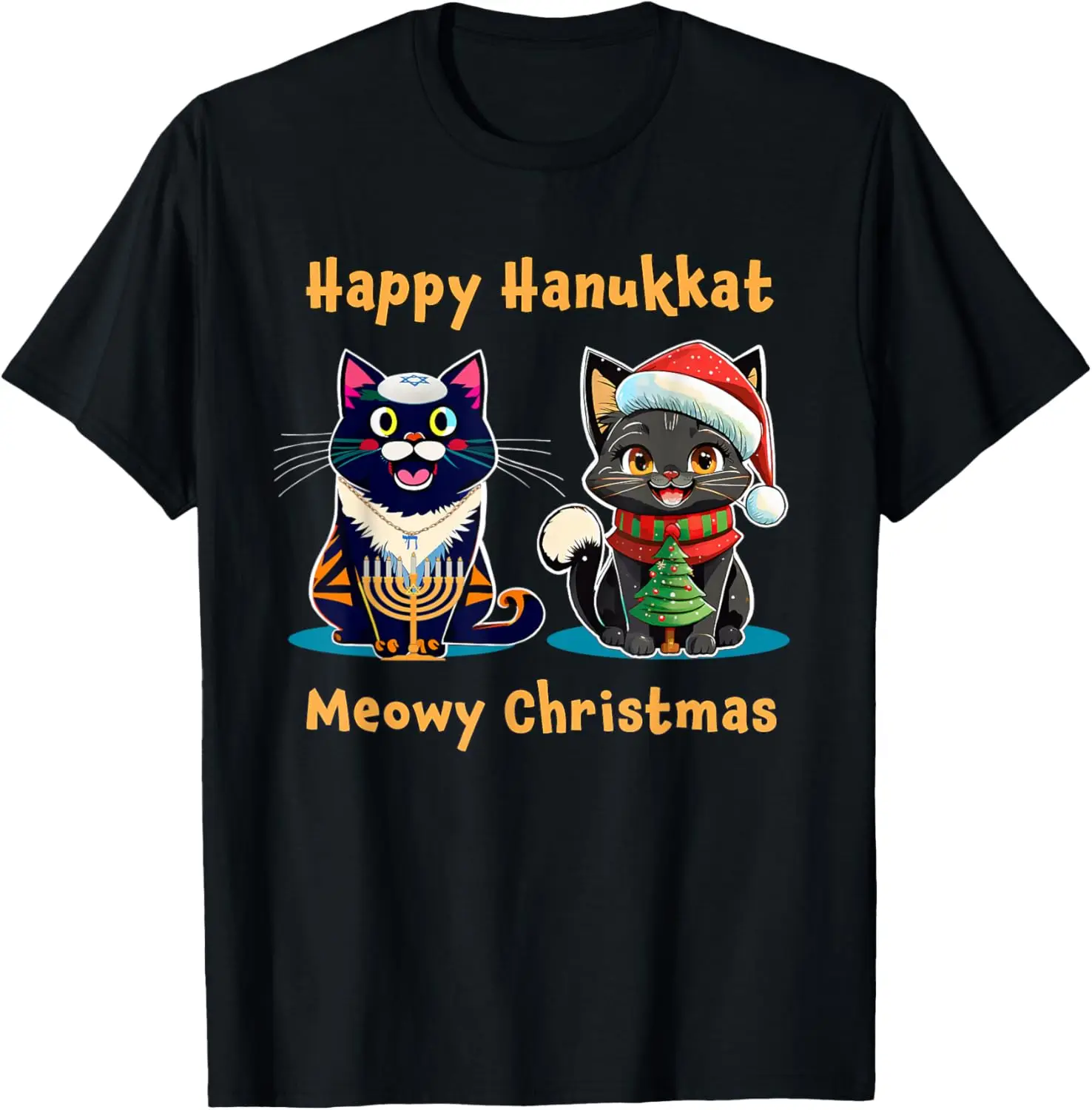 Merry Christmas Happy Hanukkah Jewish Christian Cat Lovers T-Shirt
Merry Christmas Happy Hanukkah Jewish Christian Cat Lovers T-Shirt