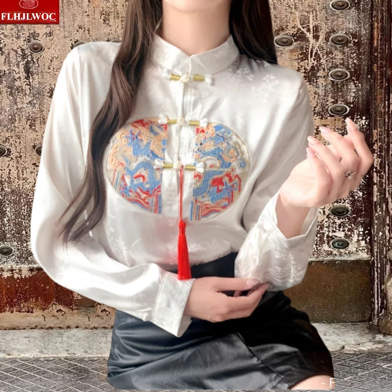 Chinese Style Stand Collar Design Bow Tie Embroidery Tops Blouses Woman New 2025 Chic Retro Vintage Button Basic White Shirts
Chinese Style Stand Collar Design Bow Tie Embroidery Tops Blouses Woman New 2025 Chic Retro Vintage Button Basic White Shirts