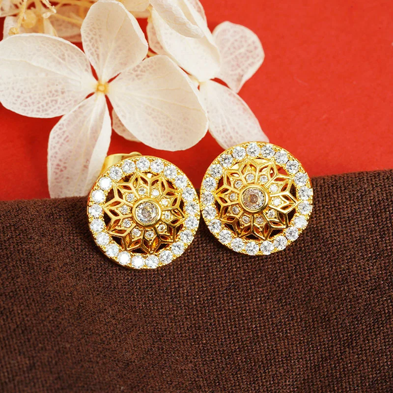 24K Gold AU999 Vintage Diamond-Inlaid Hollow Sunflower Earrings Women - Premium pure gold, full details, secure diamonds 
24K Gold AU999 Vintage Diamond-Inlaid Hollow Sunflower Earrings Women - Premium pure gold, full details, secure diamonds