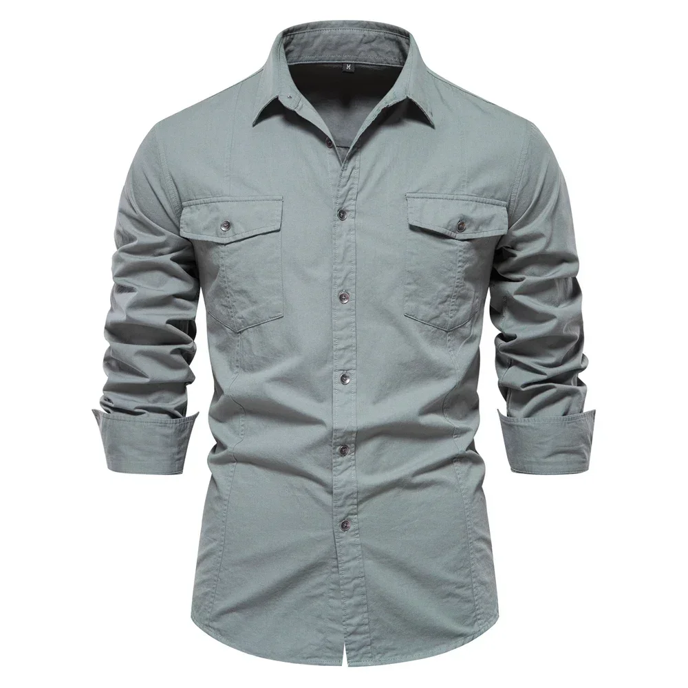 2023 New Autumn 100% Cotton Pocket Shirts for Men Long Sleeve Solid Slim Male Shirts Quality Blouses Casual Business Shirts Men
2023 New Autumn 100% Cotton Pocket Shirts for Men Long Sleeve Solid Slim Male Shirts Quality Blouses Casual Business Shirts Men
