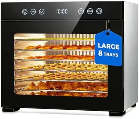 Food Dehydrator with 8 Stainless Steel Trays, Adjustable Timer & Temp, Quiet Dryer for Jerky, Fruits, Herbs
Food Dehydrator with 8 Stainless Steel Trays, Adjustable Timer & Temp, Quiet Dryer for Jerky, Fruits, Herbs