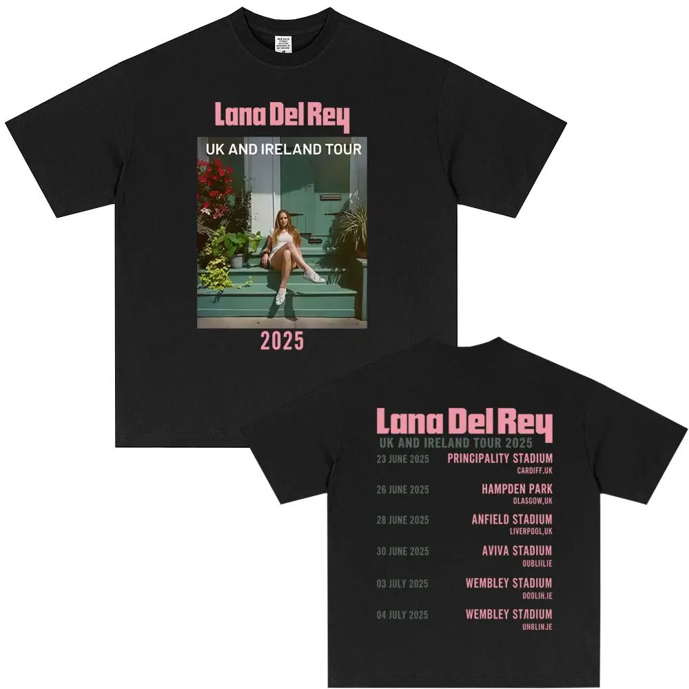 Singer Lana Del Rey UK and Ireland Tour 2025 T Shirt Men Women Hip Hop Fashion Pop Music T-shirts Male Casual Vintage Streetwear
Singer Lana Del Rey UK and Ireland Tour 2025 T Shirt Men Women Hip Hop Fashion Pop Music T-shirts Male Casual Vintage Streetwear