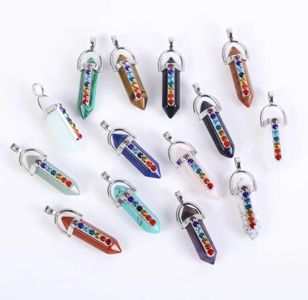 1PC Natural Stone Hexagonal Point Pendants Necklaces Healing Crystal Quartz Fluorite Lapis Bullet Chakra Jewelry 10*42mm F1664
1PC Natural Stone Hexagonal Point Pendants Necklaces Healing Crystal Quartz Fluorite Lapis Bullet Chakra Jewelry 10*42mm F1664