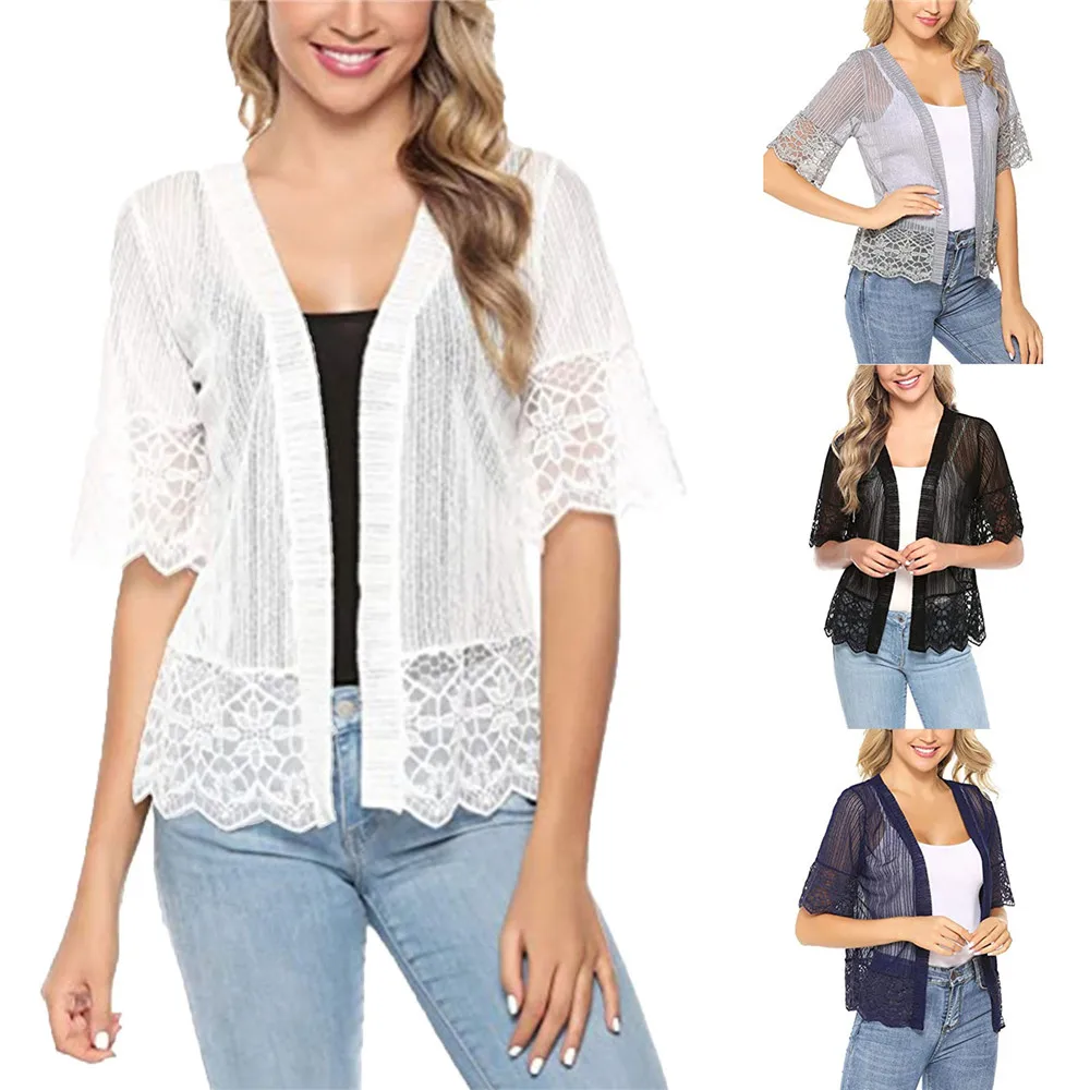 Women Fashion Lace Cardigan Tops Summer Lightweight Sheer Coat Lady Casual Solid Color Jacket Outwear Outfits 2022 New
Women Fashion Lace Cardigan Tops Summer Lightweight Sheer Coat Lady Casual Solid Color Jacket Outwear Outfits 2022 New