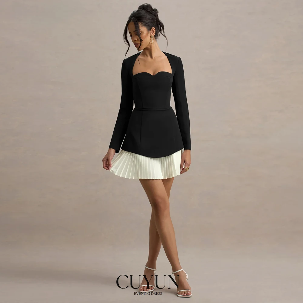CUYUN Women Mini Dress Summer Black and Ivory Long Sleeves Prom Gown Customized A Line Party Dresses Homecoming Dresses
CUYUN Women Mini Dress Summer Black and Ivory Long Sleeves Prom Gown Customized A Line Party Dresses Homecoming Dresses
