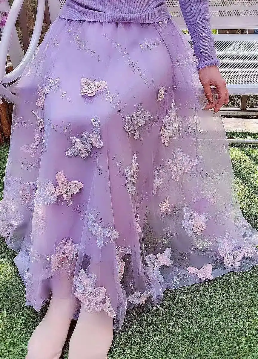 New In Spring Summer 2025 3D Embroidery Butterfly Skirt Elastic Waist Big Swing Mid-Length Skirts Women Clothing Faldas
New In Spring Summer 2025 3D Embroidery Butterfly Skirt Elastic Waist Big Swing Mid-Length Skirts Women Clothing Faldas