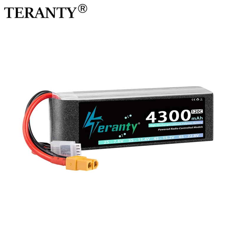 TERANTY 4S 4300mAh 14.8V 70C 15.2V 120C Lipo Battery with T XT60 XT90 Plug for RC Car Trucks Boat FPV Drone Helicopter Airplane
TERANTY 4S 4300mAh 14.8V 70C 15.2V 120C Lipo Battery with T XT60 XT90 Plug for RC Car Trucks Boat FPV Drone Helicopter Airplane