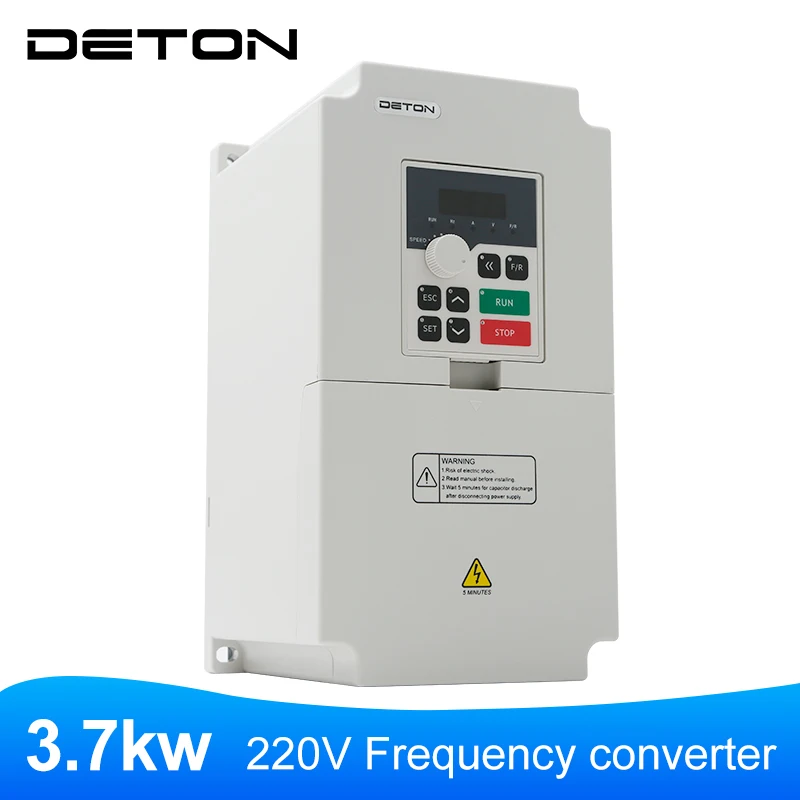 DETON inverter 3.7KW 220V 0-1000Hz output AC variable frequency motor 1ph to 3ph variable frequency speed regulation
DETON inverter 3.7KW 220V 0-1000Hz output AC variable frequency motor 1ph to 3ph variable frequency speed regulation