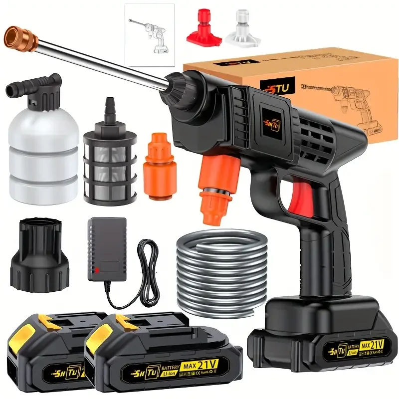 Cordless pressure washer,Household car wash water gun, portable pressure washer, equipped with quick connect nozzle hose connect
Cordless pressure washer,Household car wash water gun, portable pressure washer, equipped with quick connect nozzle hose connect
