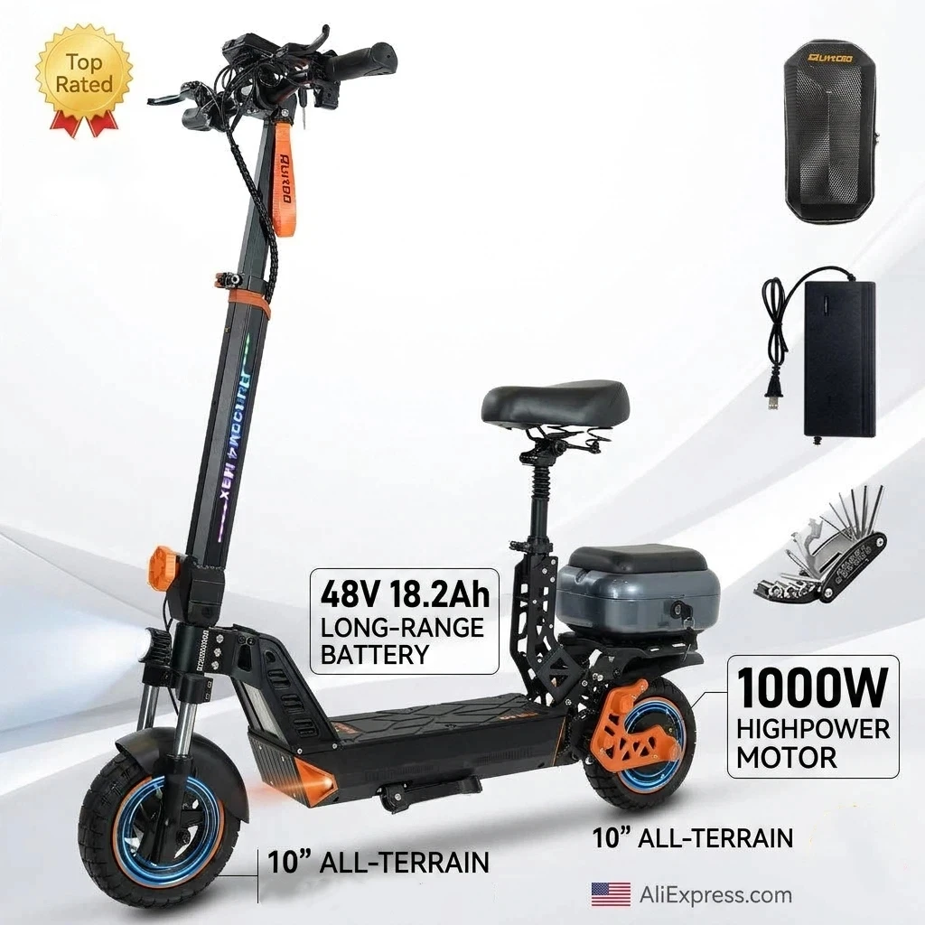Electric Scooter for Adults, 1000W Motor, 48V 18.2Ah Battery, Foldable Commuter E Scooter, 10" Tires, Long Range Electric Scooter(18.2Ah battery)
Electric Scooter for Adults, 1000W Motor, 48V 18.2Ah Battery, Foldable Commuter E Scooter, 10" Tires, Long Range Electric Scooter(18.2Ah battery)