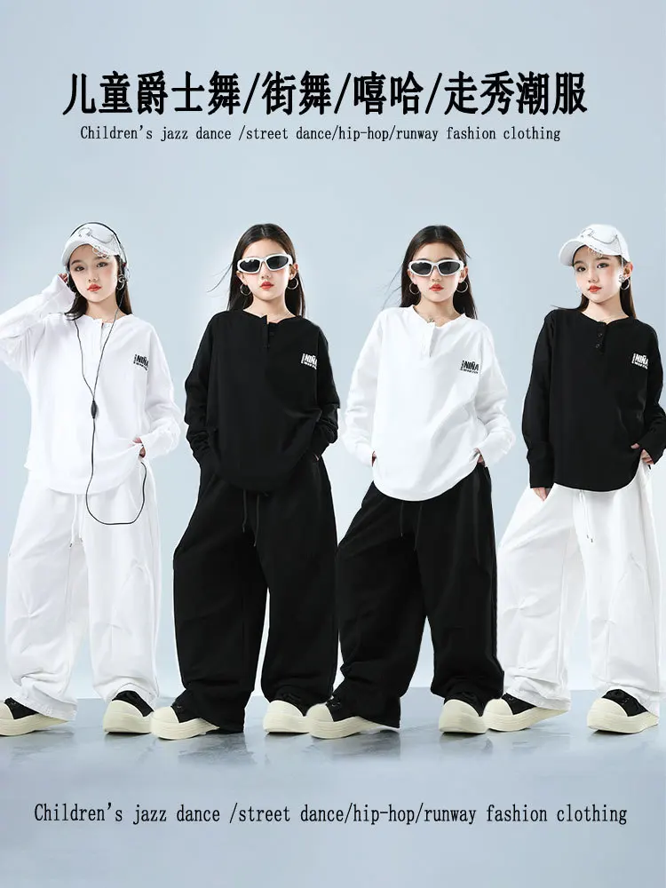 Kid Hip Hop Clothing White Black Button V Neck Crop Top T Shirt Casual Sweat Parachute Pants for Girl Jazz Dance Costume Clothes
Kid Hip Hop Clothing White Black Button V Neck Crop Top T Shirt Casual Sweat Parachute Pants for Girl Jazz Dance Costume Clothes