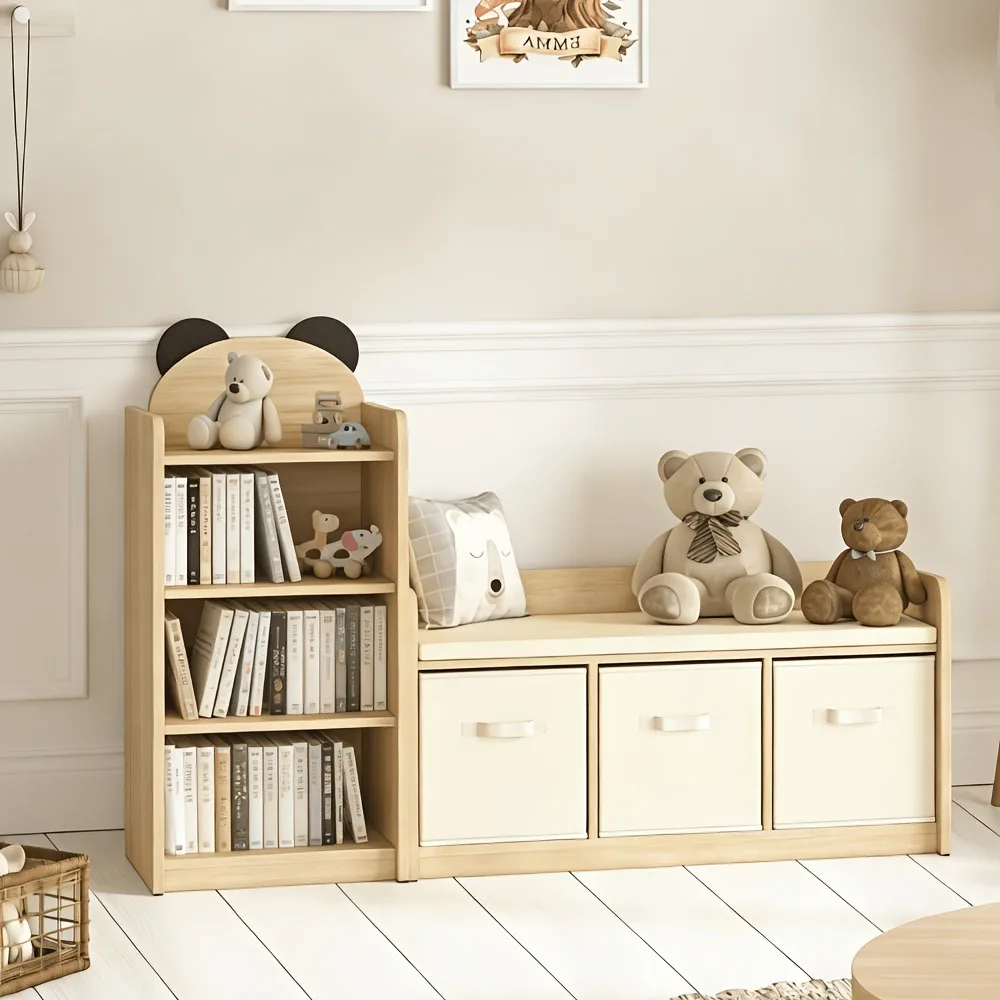 Modular Wooden Kids Bookshelf With Reading Nook | Space-Saving Bear-Shaped Storage Cabinet With Multiple Compartments
Modular Wooden Kids Bookshelf With Reading Nook | Space-Saving Bear-Shaped Storage Cabinet With Multiple Compartments