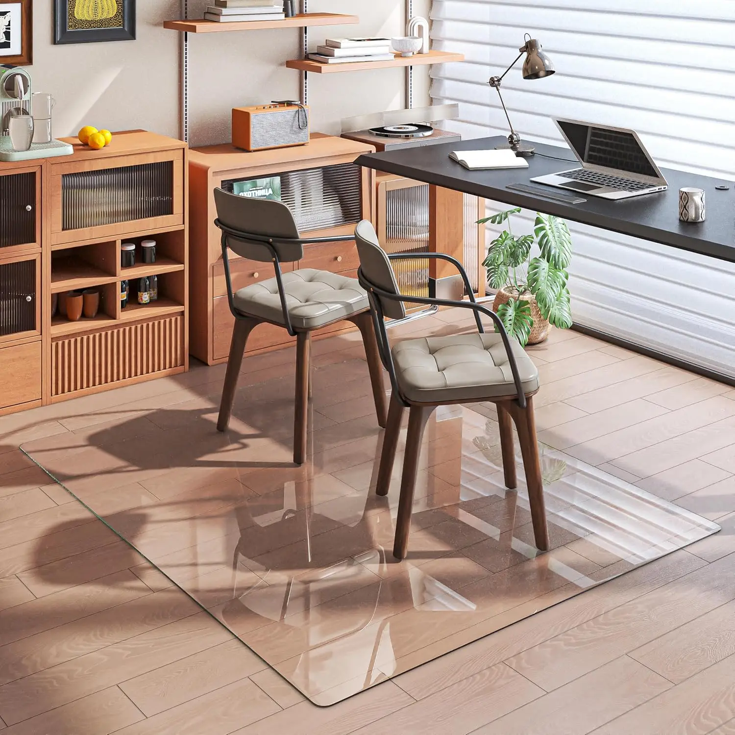 60"x48" Clear Tempered Glass Chair Mat with Polished Edge for Smooth Gliding on Carpet or Hardwood Floors
60"x48" Clear Tempered Glass Chair Mat with Polished Edge for Smooth Gliding on Carpet or Hardwood Floors