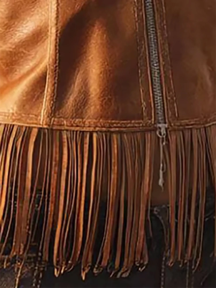 Женская винтажная куртка из искусственной кожи в стиле вестерн, кардиган на молнии с лацканами и кисточками по подолу, осенняя верхняя одежда, модные куртки с длинными рукавами
Женская винтажная куртка из искусственной кожи в стиле вестерн, кардиган на молнии с лацканами и кисточками по подолу, осенняя верхняя одежда, модные куртки с длинными рукавами