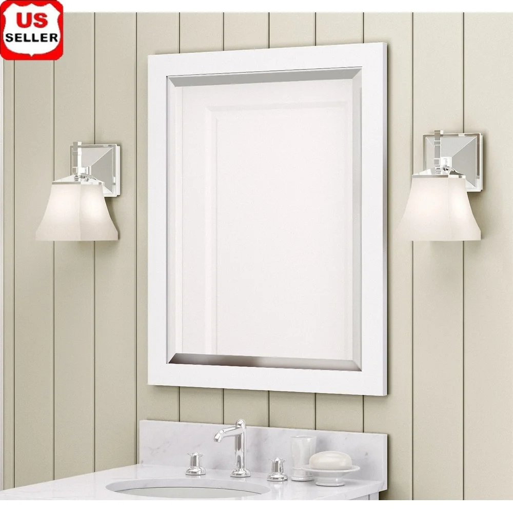 Beveled Bath Vanity Mirror with Hanging Hardware White Wooden Frame Elegant Design Bathroom or Vanity Enhanced Clarity and
Beveled Bath Vanity Mirror with Hanging Hardware White Wooden Frame Elegant Design Bathroom or Vanity Enhanced Clarity and