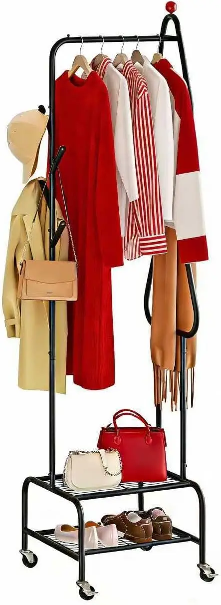Rolling Garment Rack with Double Shelves, Coat Rack with Wheels for Hanging Clothes, Shoes, Bags, Organizer for Bedroom,
Rolling Garment Rack with Double Shelves, Coat Rack with Wheels for Hanging Clothes, Shoes, Bags, Organizer for Bedroom,