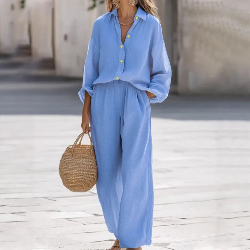 2026 New Women's Clothing Casual Two Piece Set Suit Lapel Long Sleeve Shirt Trousers Cotton Women Loose Fashion Suits Streetwear
2026 New Women's Clothing Casual Two Piece Set Suit Lapel Long Sleeve Shirt Trousers Cotton Women Loose Fashion Suits Streetwear