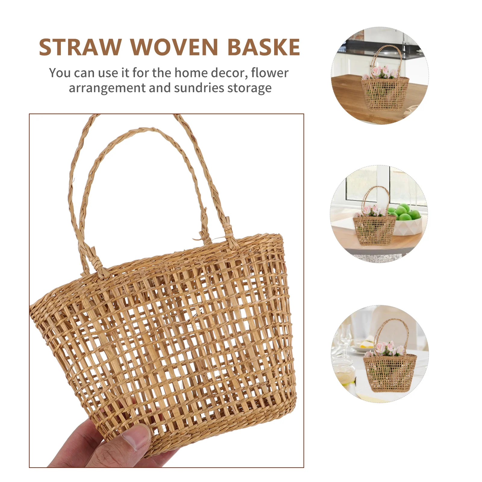 Handheld Small Straw Weaving Flower Basket Basket Straw Woven Decorative Mini Storage Home Practical Craft Portable
Handheld Small Straw Weaving Flower Basket Basket Straw Woven Decorative Mini Storage Home Practical Craft Portable
