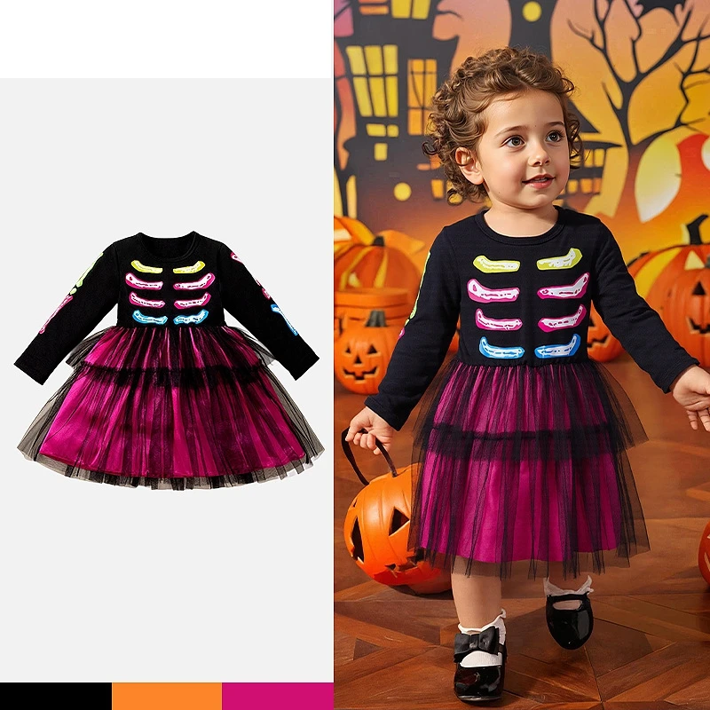 Girl Halloween Princess Dress Rainbow Skeleton Girl Long Sleeve Mesh Dress Kids Girls Party Clothes Kids Flower Skull Costume
Girl Halloween Princess Dress Rainbow Skeleton Girl Long Sleeve Mesh Dress Kids Girls Party Clothes Kids Flower Skull Costume