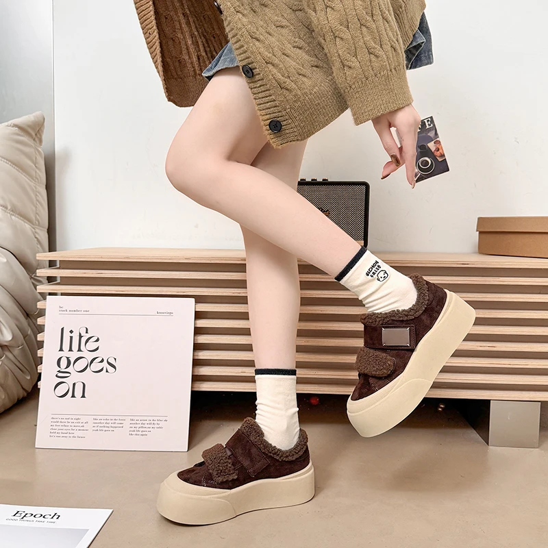 Теплая флисовая обувь на толстой подошве, с круглым носком, модная, универсальная, удобная, противоскользящая, дышащая, повседневная женская хлопковая обувь
Теплая флисовая обувь на толстой подошве, с круглым носком, модная, универсальная, удобная, противоскользящая, дышащая, повседневная женская хлопковая обувь