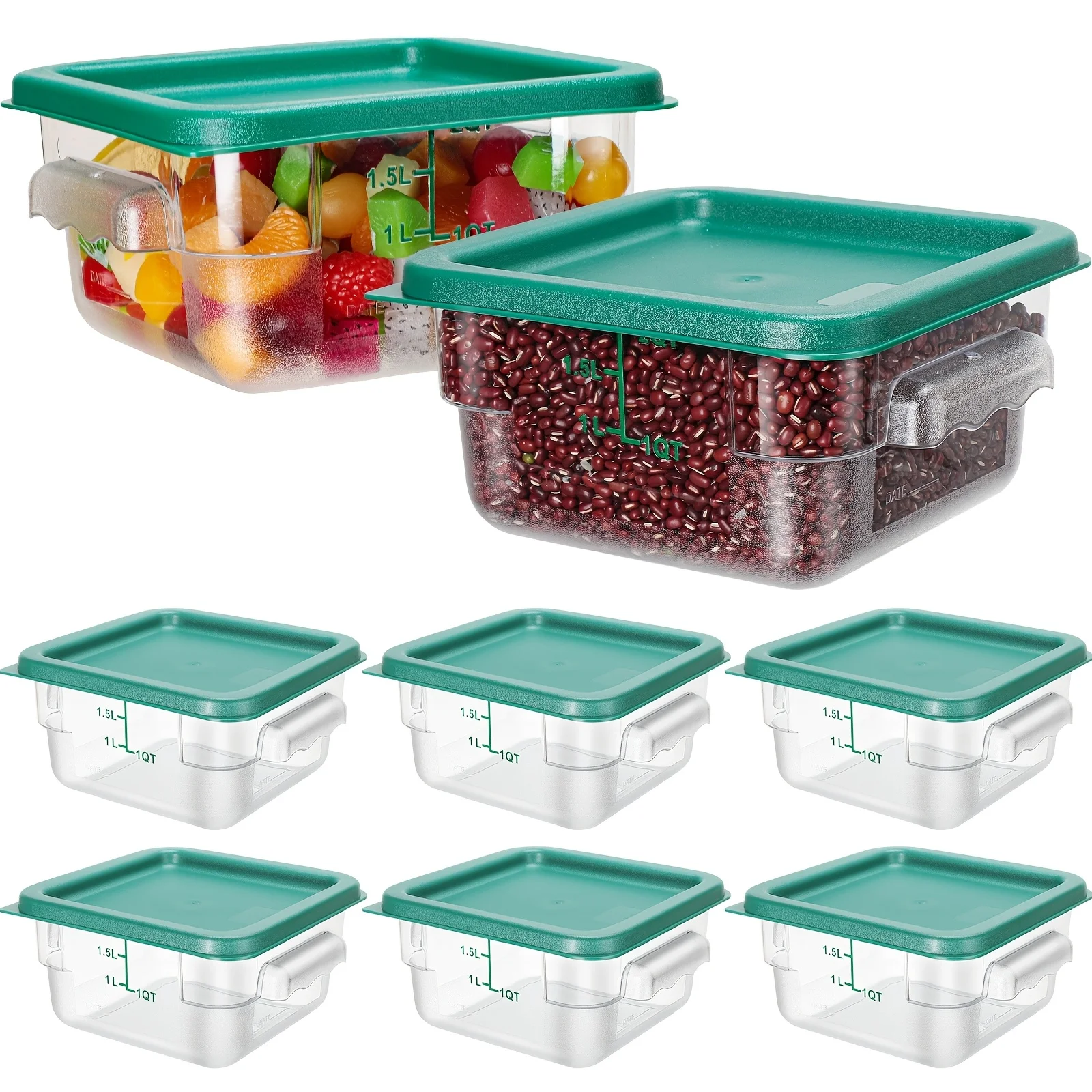 Set of 8 Clear Square Polycarbonate Food Storage Containers with Lids, Each Holding 2 Quarts, Ideal for Marinating And Storing Dough (In Green)
Set of 8 Clear Square Polycarbonate Food Storage Containers with Lids, Each Holding 2 Quarts, Ideal for Marinating And Storing Dough (In Green)