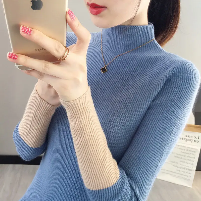 Fashion Half High Collar Knitted Spliced All-match Sweaters Women's Clothing 2022 Autumn New Casual Pullovers Loose Warm Tops
Fashion Half High Collar Knitted Spliced All-match Sweaters Women's Clothing 2022 Autumn New Casual Pullovers Loose Warm Tops