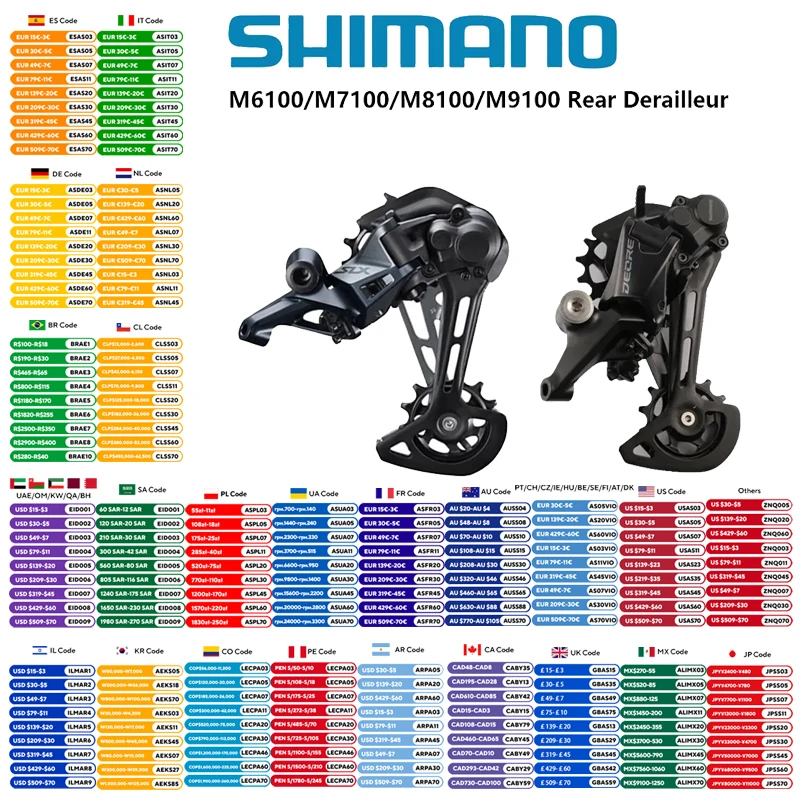 SHIMANO DEORE SLX XT RD XTR M6100 M7100 M7120 M8100 M8120 M9100 12S SGS Rear Derailleurs MTB Derailleurs 12-Speed Mountain Bike
SHIMANO DEORE SLX XT RD XTR M6100 M7100 M7120 M8100 M8120 M9100 12S SGS Rear Derailleurs MTB Derailleurs 12-Speed Mountain Bike