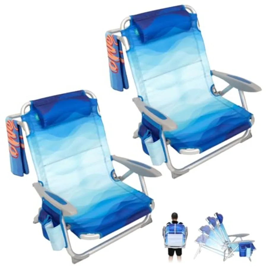 Beach chair for adults: aluminum, black, reclining adjustable positions + lay-flat function + padded headrest + backpack straps
Beach chair for adults: aluminum, black, reclining adjustable positions + lay-flat function + padded headrest + backpack straps