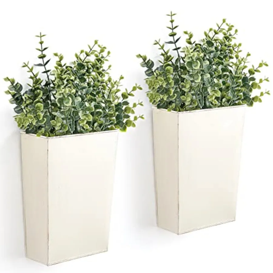 2 Packs Metal Wall Planter with Artificial Plants Farmhouse Wall Dr Hanging Wall Vase Boxs Galvanized Flowers Holder for Countr 
2 Packs Metal Wall Planter with Artificial Plants Farmhouse Wall Dr Hanging Wall Vase Boxs Galvanized Flowers Holder for Countr
