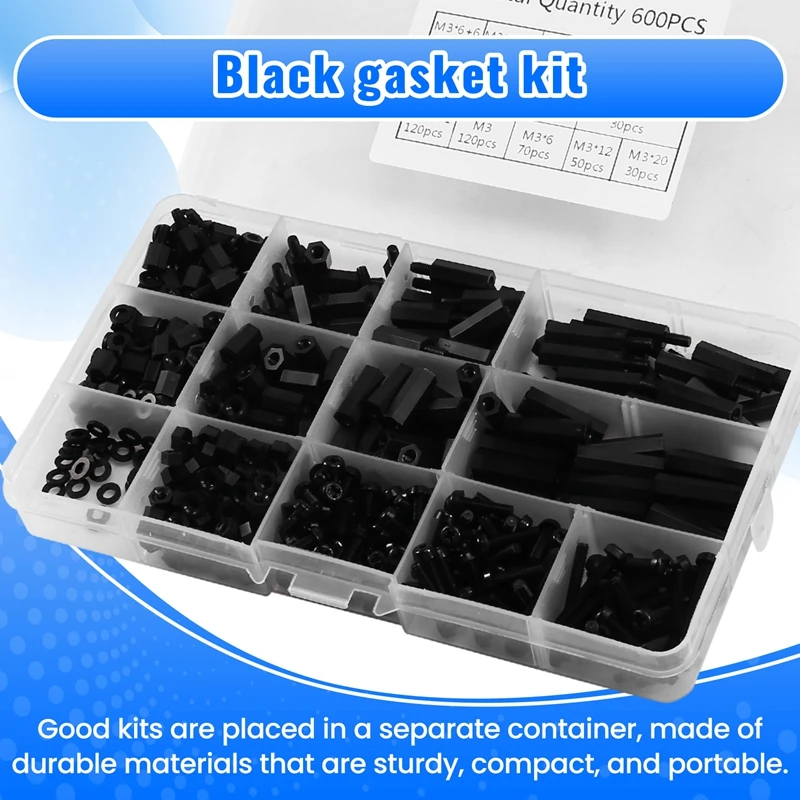 【T68X】600PCS Nylon Spacers Kit - M3 Male Female Hex Nylon Spacer Standoff Screw Threaded Pillar PCB Motherboard Standoff
【T68X】600PCS Nylon Spacers Kit - M3 Male Female Hex Nylon Spacer Standoff Screw Threaded Pillar PCB Motherboard Standoff