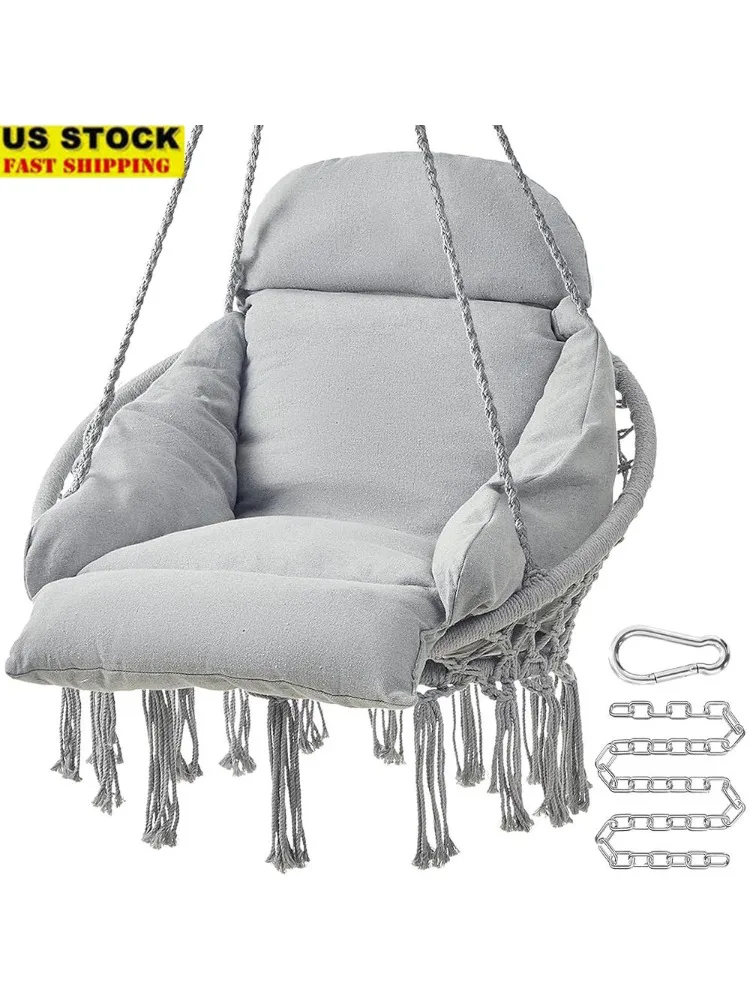 Hammock Chair with Thick Cushion Indoor Outdoor Hanging Chair Durable Metal Frame Suitable Patio Balcony Garden Relaxation
Hammock Chair with Thick Cushion Indoor Outdoor Hanging Chair Durable Metal Frame Suitable Patio Balcony Garden Relaxation