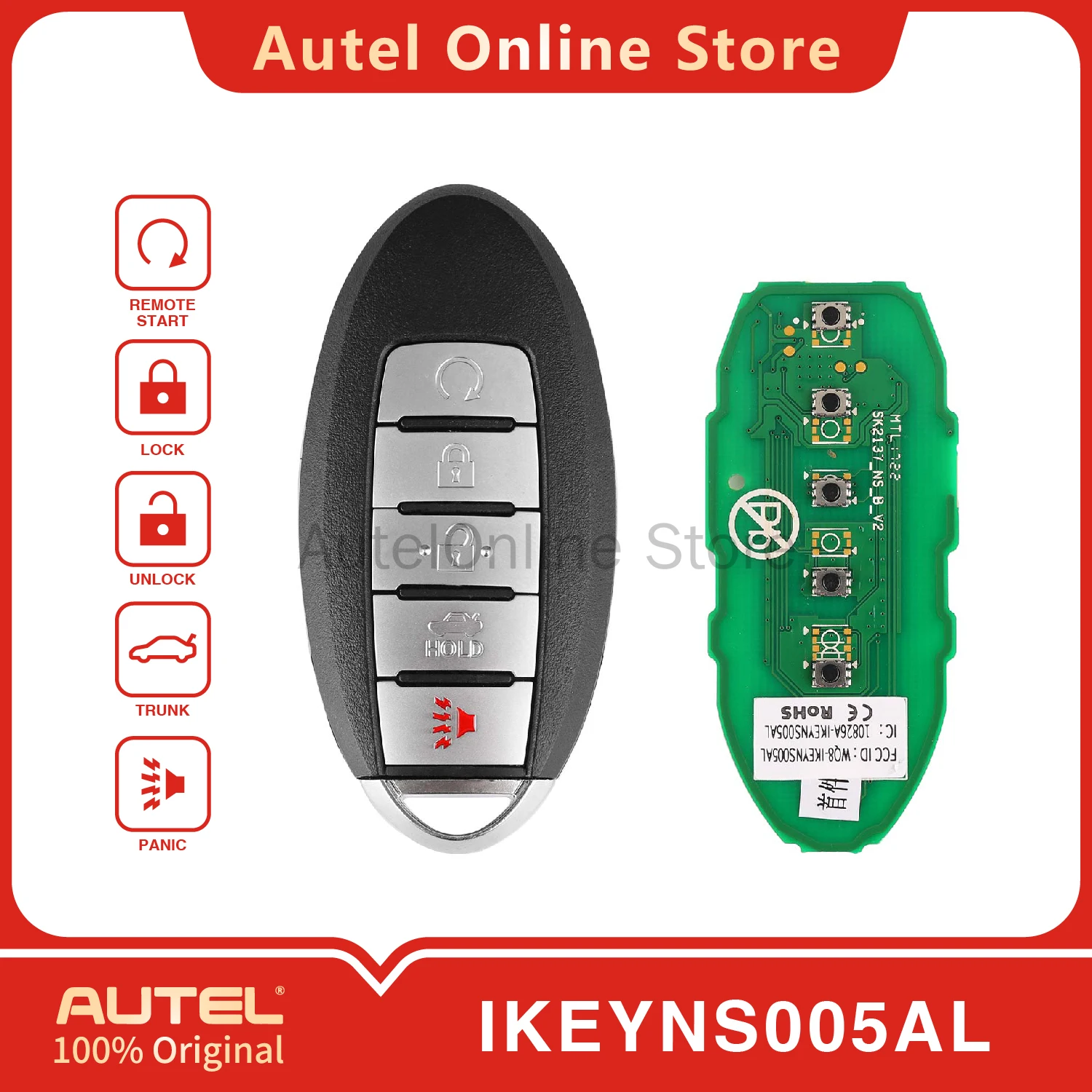 AUTEL IKEYNS005AL 5-кнопочный универсальный смарт-ключ дистанционного управления для KM100/IM508/IM608 для Nissan
AUTEL IKEYNS005AL 5-кнопочный универсальный смарт-ключ дистанционного управления для KM100/IM508/IM608 для Nissan