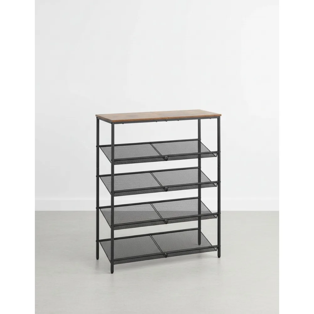 6-Tier Shoe Rack Organizer with Adjustable Shelves, Industrial Rustic Brown and Black Entryway Storage
6-Tier Shoe Rack Organizer with Adjustable Shelves, Industrial Rustic Brown and Black Entryway Storage