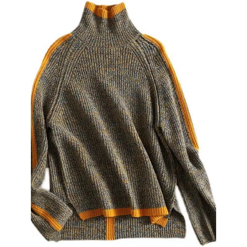 Spring Women's New Fashion Trend Quality knitwear Commuting Comfortable Casual Versatile Loose Color Block Turtleneck Sweater
Spring Women's New Fashion Trend Quality knitwear Commuting Comfortable Casual Versatile Loose Color Block Turtleneck Sweater