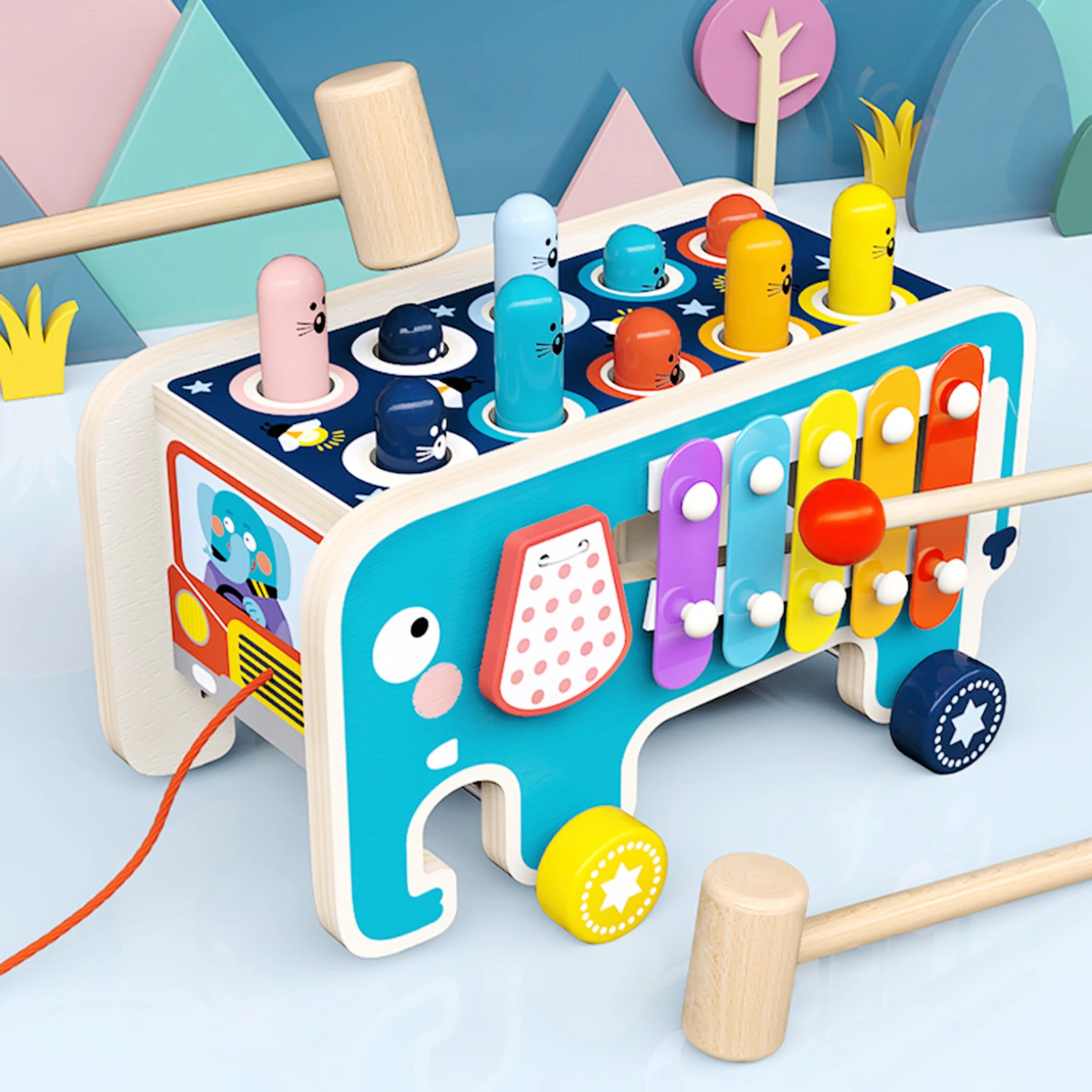 Wooden Hammer Toy Kids Bright Color Clear Sound Percussion Instrument Children Music Education Safe Baby Play Musical Game
Wooden Hammer Toy Kids Bright Color Clear Sound Percussion Instrument Children Music Education Safe Baby Play Musical Game