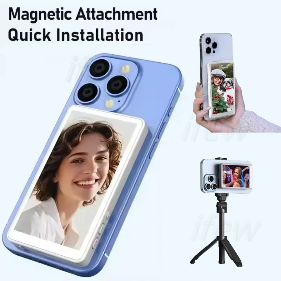 Selfie Monitor Screen for iPhone 12-16 Magnetic Back Camera Vlog Monitor Using Phone Rear Camera for Selfie Vlog, Live Streaming
Selfie Monitor Screen for iPhone 12-16 Magnetic Back Camera Vlog Monitor Using Phone Rear Camera for Selfie Vlog, Live Streaming