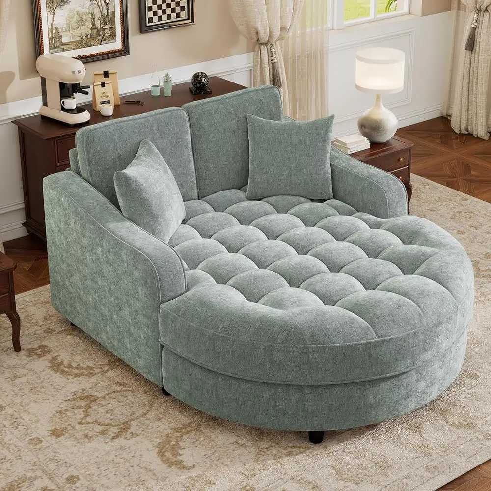 Elegant 55 Green Chenille Chaise Lounge with Barrel Seat and Reading Chair, Extra Wide & Deep, Easy Assembly
Elegant 55 Green Chenille Chaise Lounge with Barrel Seat and Reading Chair, Extra Wide & Deep, Easy Assembly