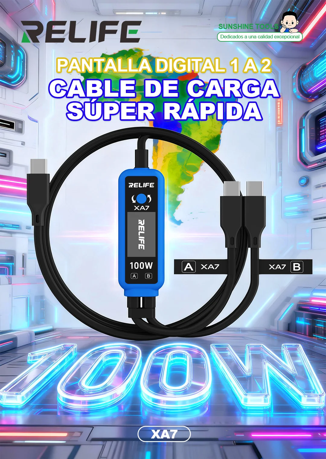 RELIFE XA7 100W PD Fast Charging Cable Tool Kit USB C 2 in 1 Digital Display Power Test Cord for iPhone Android Repair Tools
RELIFE XA7 100W PD Fast Charging Cable Tool Kit USB C 2 in 1 Digital Display Power Test Cord for iPhone Android Repair Tools