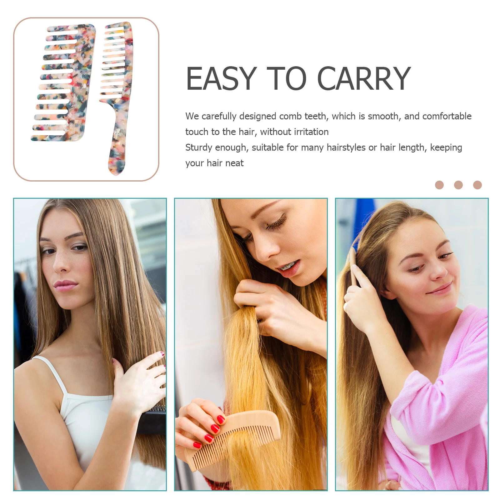 2Pcs Wide Teeth Hair Comb Soft Touch Non-Irritating Gentle Detangling Comb for Daily Traveling Home Salon Hair Care
2Pcs Wide Teeth Hair Comb Soft Touch Non-Irritating Gentle Detangling Comb for Daily Traveling Home Salon Hair Care