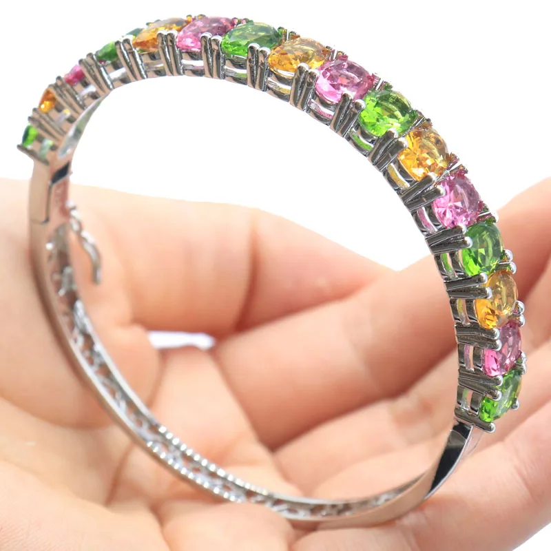 75x8mm 15.6g Multi Color Golden Citrine Peridot Tourmaline Women Silver Bangle Bracelet 8.5inch
75x8mm 15.6g Multi Color Golden Citrine Peridot Tourmaline Women Silver Bangle Bracelet 8.5inch