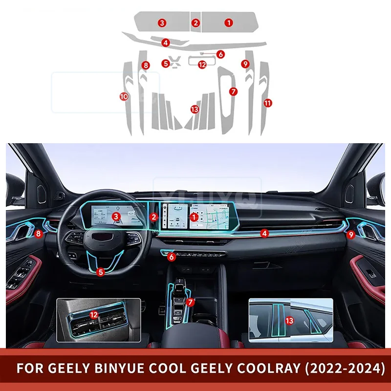 For Geely COOLRAY 2022 2023 2024 for Geely Binyue Cool Accessories Car Interior Film TPU Gear Panel Center Console Anti-scratch
For Geely COOLRAY 2022 2023 2024 for Geely Binyue Cool Accessories Car Interior Film TPU Gear Panel Center Console Anti-scratch