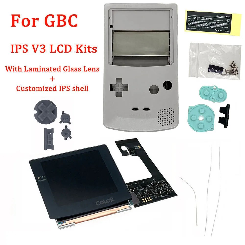 IPS V3 Original Gray Laminated LCD Screen Kits with Housing Shell for GBC Highlight IPS Screen LCD Kits with Variable Light Logo
IPS V3 Original Gray Laminated LCD Screen Kits with Housing Shell for GBC Highlight IPS Screen LCD Kits with Variable Light Logo