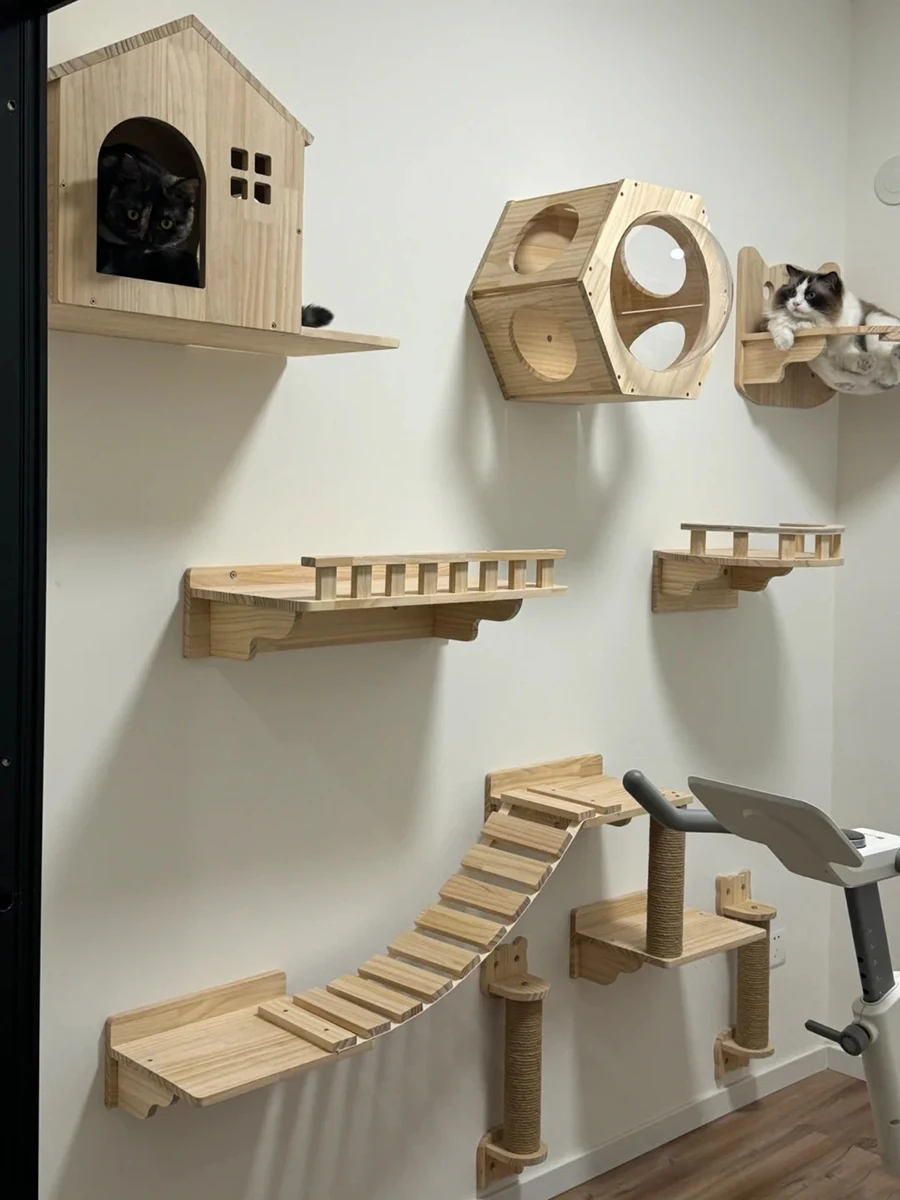 Wall Mounted Cat Climbing Shelves Wooden Cat Tree Hammock Bed Scratching Posts Cats Lookout Perches Caves Kitten Gym Accessories
Wall Mounted Cat Climbing Shelves Wooden Cat Tree Hammock Bed Scratching Posts Cats Lookout Perches Caves Kitten Gym Accessories