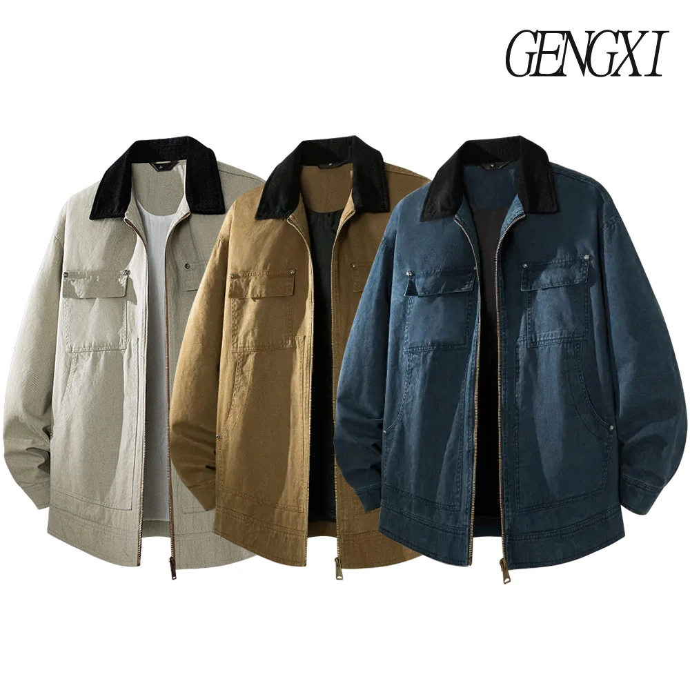 Американская винтажная потертая хлопковая джинсовая куртка в корейском стиле с несколькими карманами и лацканами, рабочая одежда, куртка свободного покроя, мужская одежда
Американская винтажная потертая хлопковая джинсовая куртка в корейском стиле с несколькими карманами и лацканами, рабочая одежда, куртка свободного покроя, мужская одежда