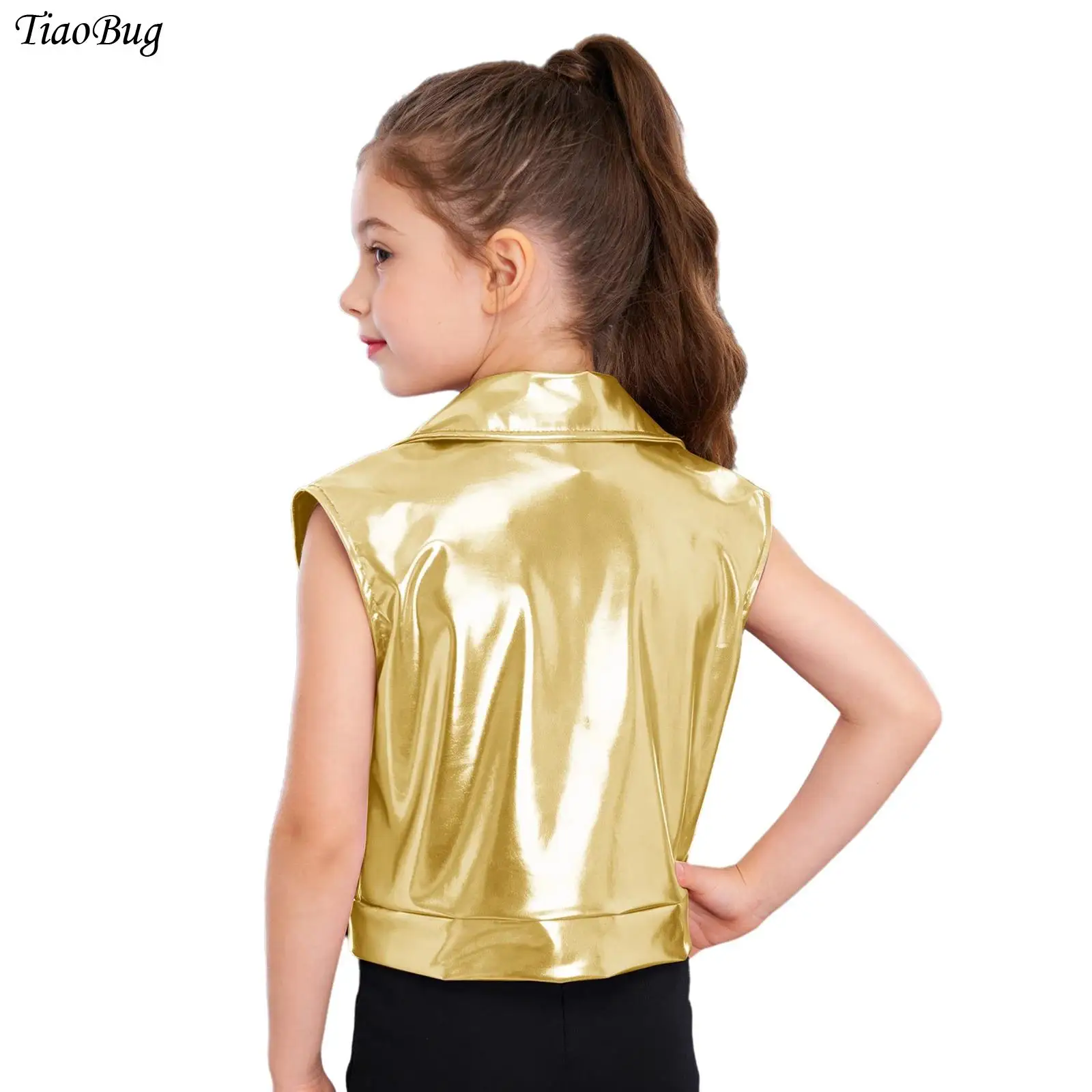 Kids Girls Sparkling Metallic Zipper Vest Set Sleeveless Outerwear Stylish Hip Hop Jazz Dancewear for Musical Stage Performance
Kids Girls Sparkling Metallic Zipper Vest Set Sleeveless Outerwear Stylish Hip Hop Jazz Dancewear for Musical Stage Performance
