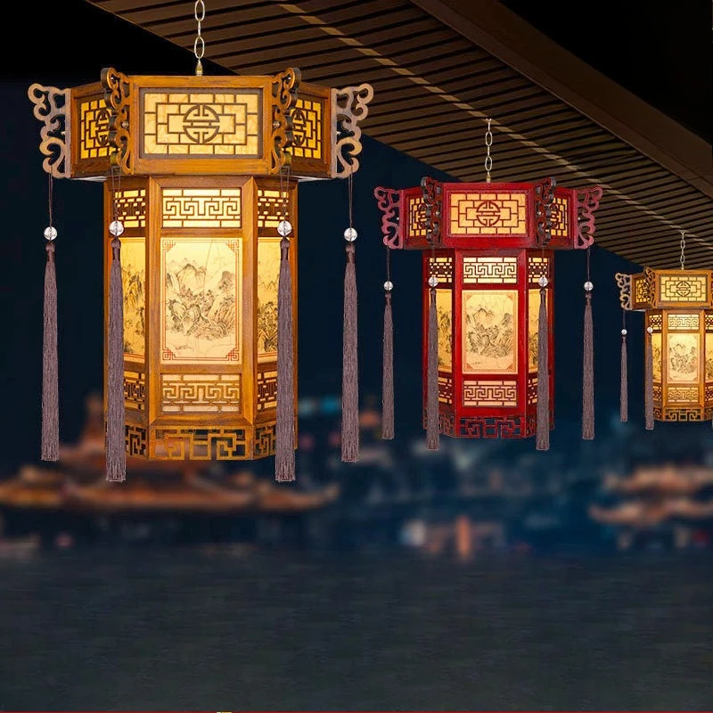 Solid wood lantern balcony chandelier temple hotel gate Spring Festival Chinese style antique door outdoor pendant
Solid wood lantern balcony chandelier temple hotel gate Spring Festival Chinese style antique door outdoor pendant