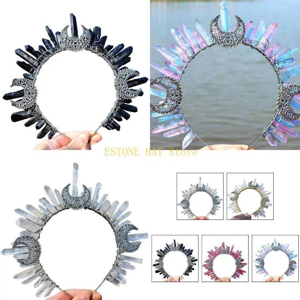 49MF Natural for Raw Crystal Jewelry Headband Retro Metal Moon Witch Wizard Crown Wedding Bridal for Sun
49MF Natural for Raw Crystal Jewelry Headband Retro Metal Moon Witch Wizard Crown Wedding Bridal for Sun