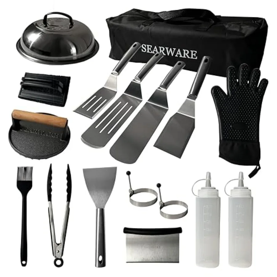 Griddle Accessories Set with Stainless Steel Tools for Flat Top Cooking - Heat-Resistant Glove and Cast Iron Press - Durable Bl
Griddle Accessories Set with Stainless Steel Tools for Flat Top Cooking - Heat-Resistant Glove and Cast Iron Press - Durable Bl