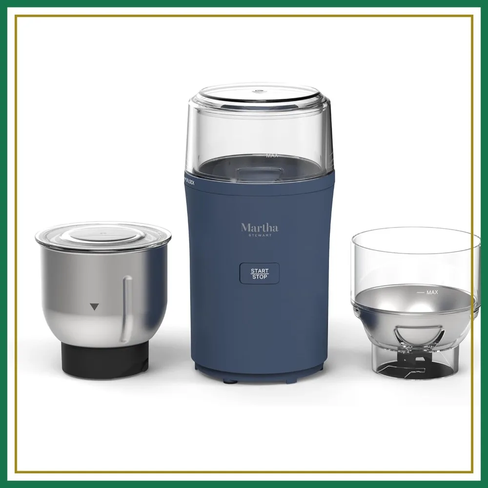 Electric Coffee & Spice Grinder, Dual 2.5oz Removable Bowls, Stainless Steel Blades, One Touch Pulse, 2-in-1 Compact for Beans & Spices, Indigo Blue
Electric Coffee & Spice Grinder, Dual 2.5oz Removable Bowls, Stainless Steel Blades, One Touch Pulse, 2-in-1 Compact for Beans & Spices, Indigo Blue
