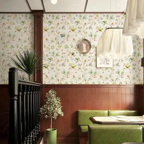 Light Yellow Floral Wallpaper Fresh Self-adhesive Waterproof Wallpaper Living Room Kitchen Bathroom Wall Stickers